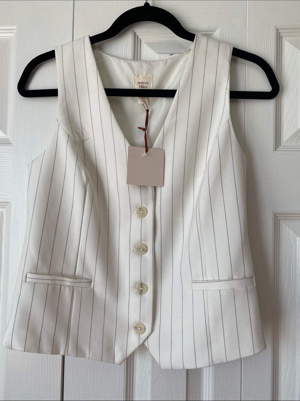 autres filles Cream Pinstripe Tailored Vest Size CS